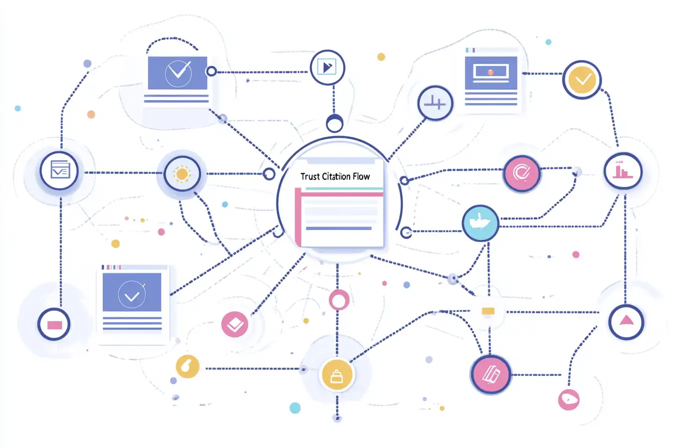 Netlinking schema simple avec Trust Flow et Citation Flow Majestic